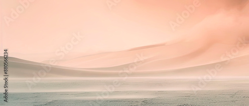 A calm in the desert wallpaper with smooth, undulating sand dunes with a teal and black color gradient. Generative AI pastel colors background
