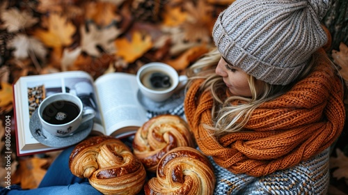 Cozy Autumn Day with Coffee and Pastries