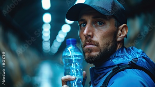 Man with a bottle of water