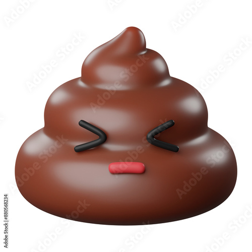 Canvastavla Png cute poop sticker, 3D rendering, transparent background