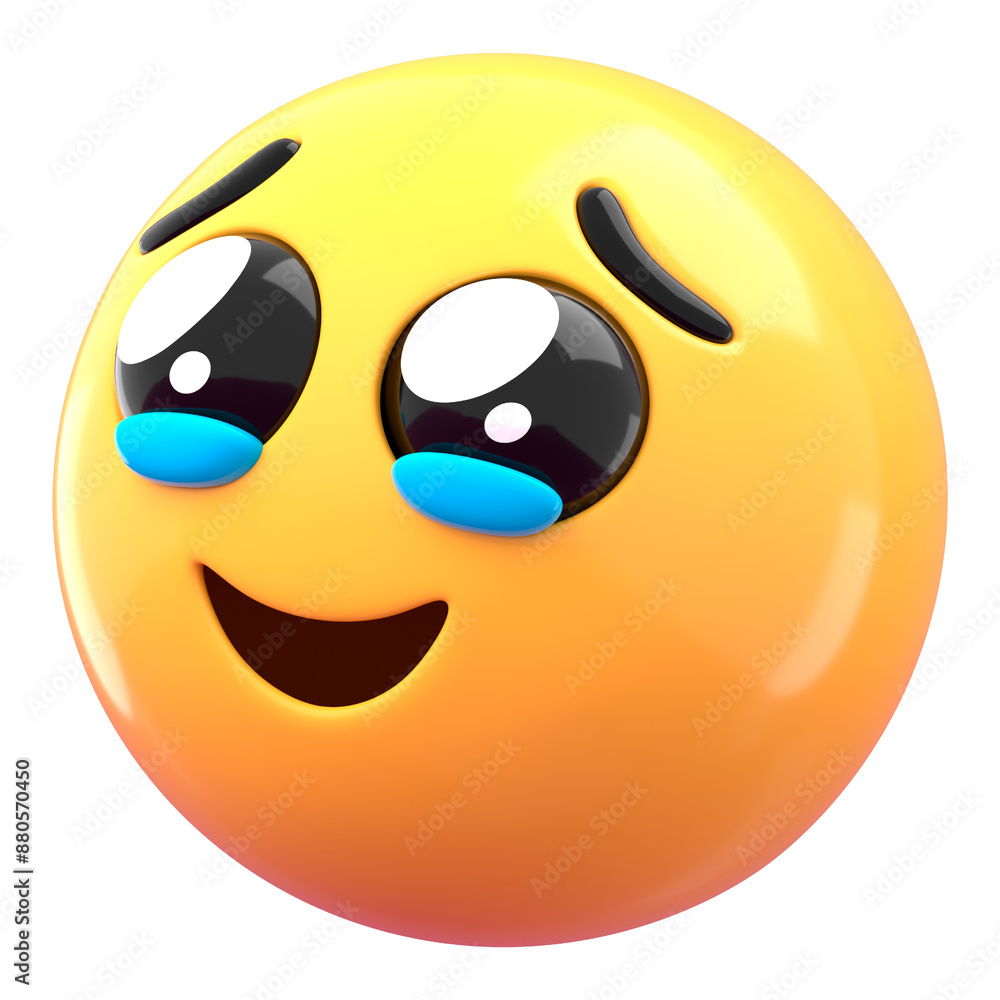 3D emoticon psd hold back tears face sticker, transparent background 3D emoticon psd hold back tears face sticker, transparent background