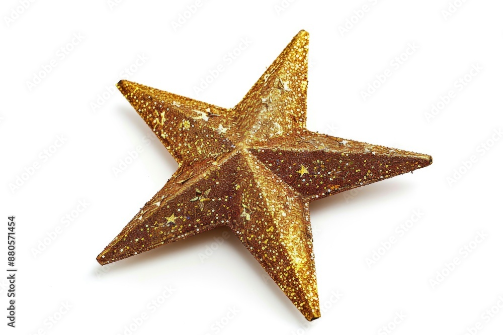 Star Isolated - Golden Christmas Decoration in Symbolic Yellow Shape Star Isolated - Golden Christmas Decoration in Symbolic Yellow Shape