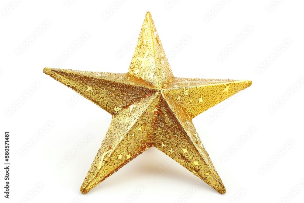 Star Isolated. Gold Star Symbol with Christmas Decoration on White Background Star Isolated. Gold Star Symbol with Christmas Decoration on White Background