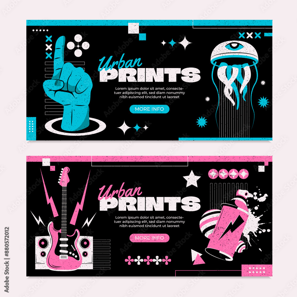 Urban print for t-shirt banner set Urban print for t-shirt banner set