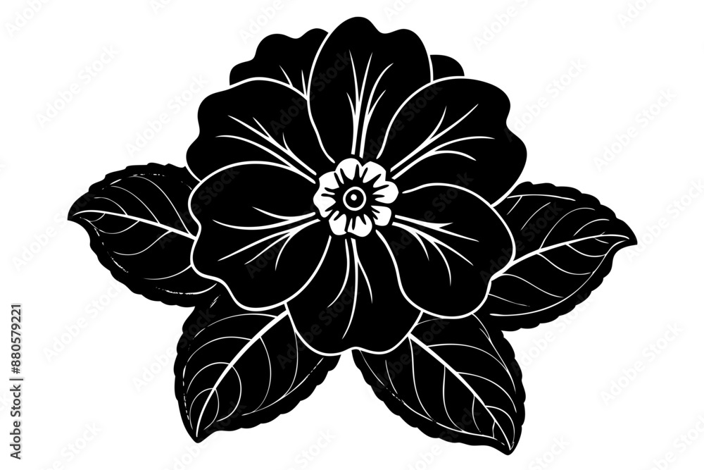 Fototapeta premium Primrose flower silhouette vector illustration 