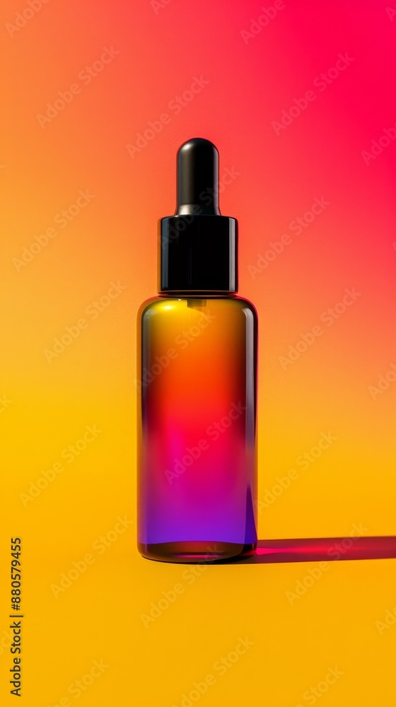 A bottle of perfume is sitting on a yellow background A bottle of perfume is sitting on a yellow background