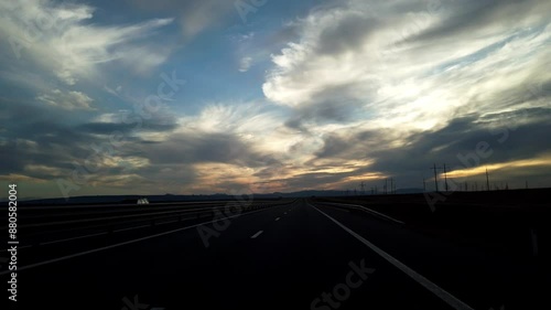 Tavrida highway at sunset. Crimea, Russia photo