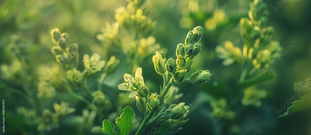 Close up picture of rapeseed flower buds with copy space image Close up picture of rapeseed flower buds with copy space image