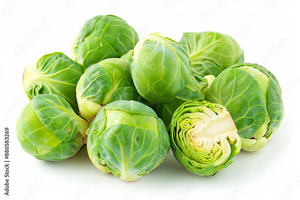 Fresh green brussels sprouts isolated on white background Fresh green brussels sprouts isolated on white background