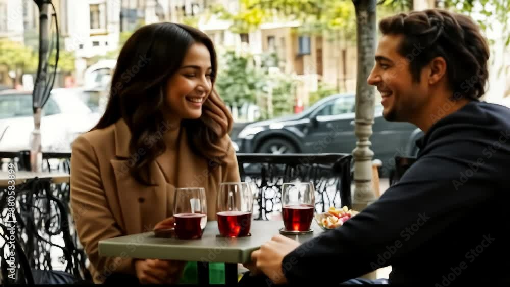 Happy couple in restaurant of cafe outdoor Happy couple in restaurant of cafe outdoor