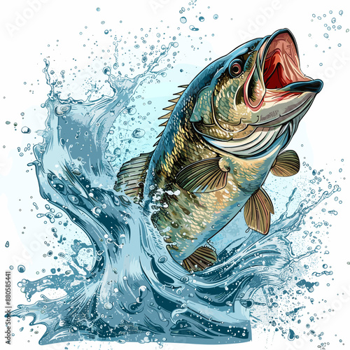 T-shirt design of a freshwater fish vector t shirt design of bass fishing
