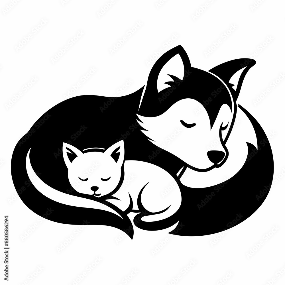 black and white dog , illustration of a dog vector black and white dog , illustration of a dog vector
