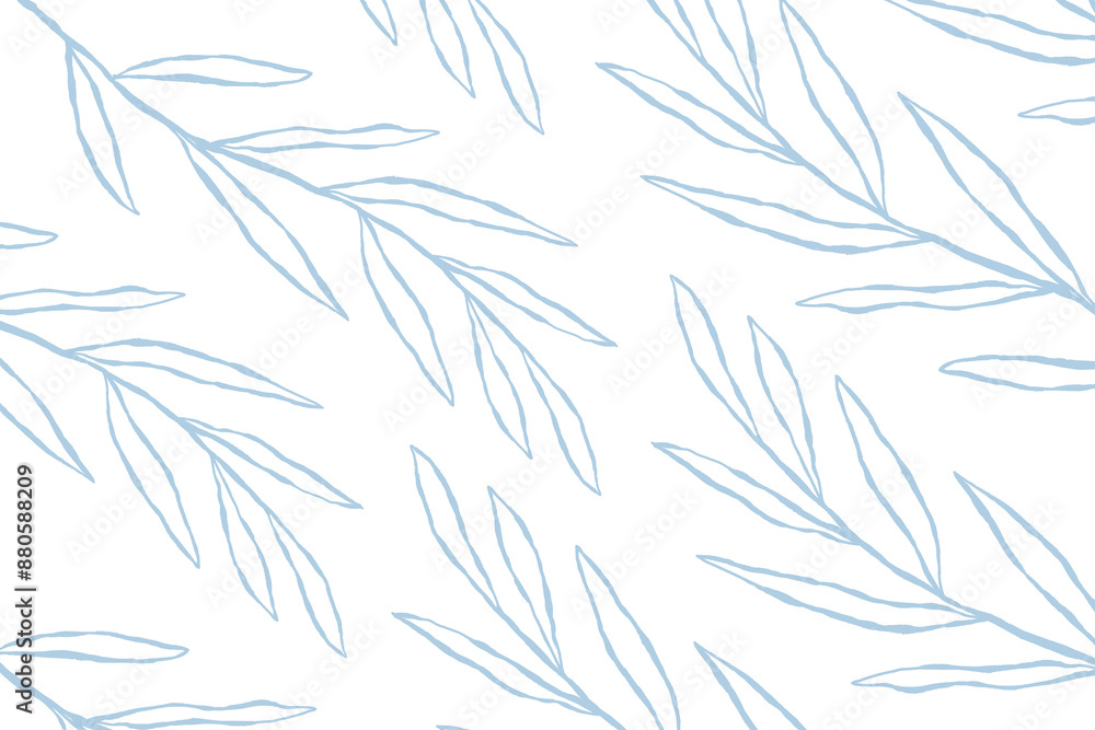 Leaf png doodle pattern eucalyptus in blue Leaf png doodle pattern eucalyptus in blue