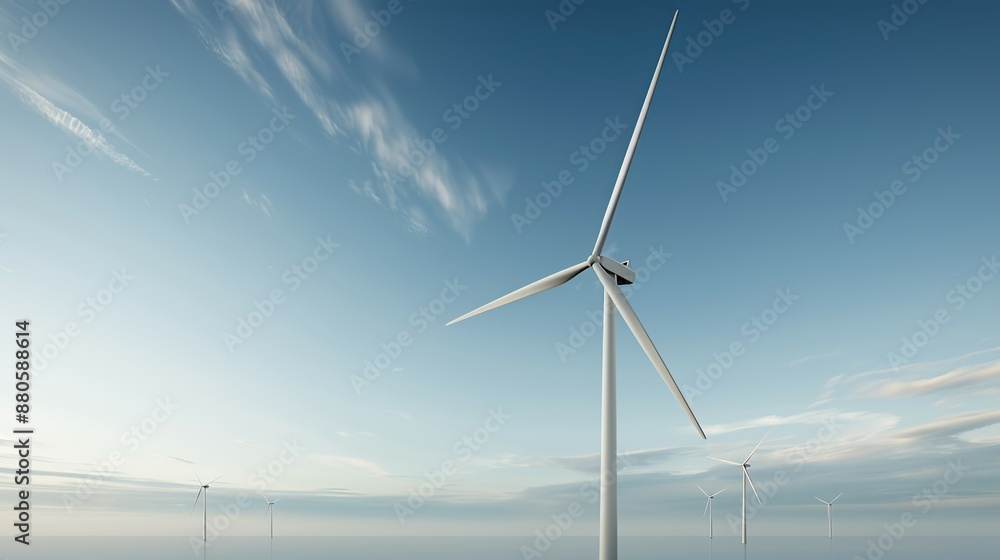 Fototapeta premium Diagrams showcasing wind energy farms and their contribution to clean energy production, emphasizing wind turbines' role in renewable power. Illustration, Image, , Minimalism,