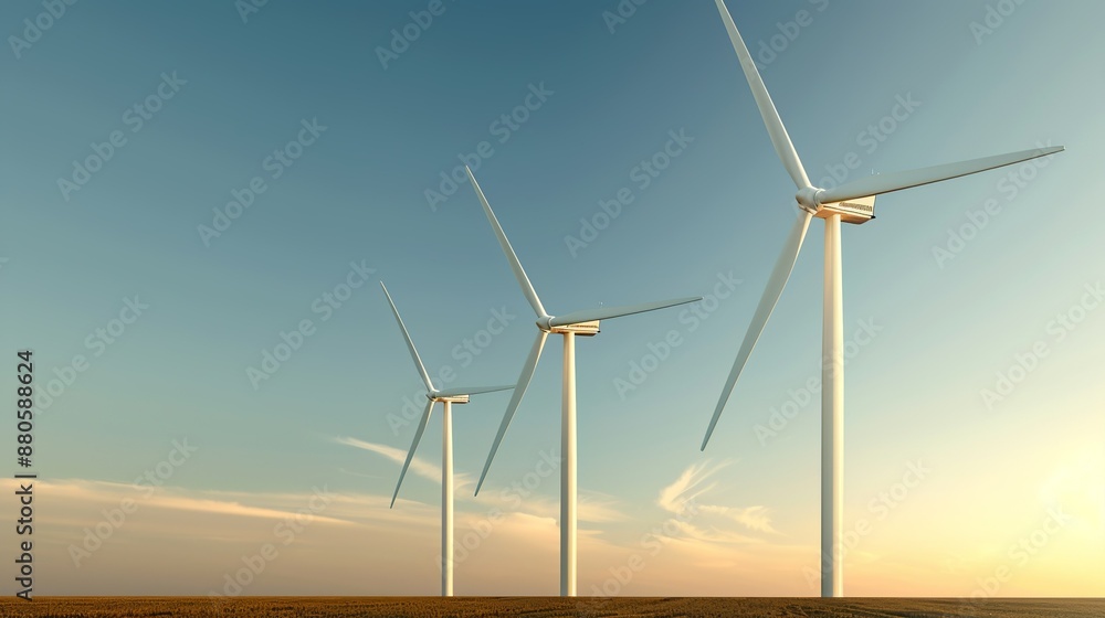 Fototapeta premium Diagrams showcasing wind energy farms and their contribution to clean energy production, emphasizing wind turbines' role in renewable power. Illustration, Image, , Minimalism,