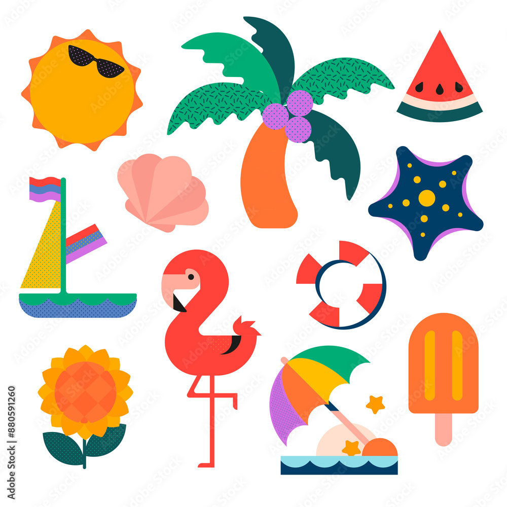 Beach vacation png sticker set, cute colorful designs, transparent background Beach vacation png sticker set, cute colorful designs, transparent background
