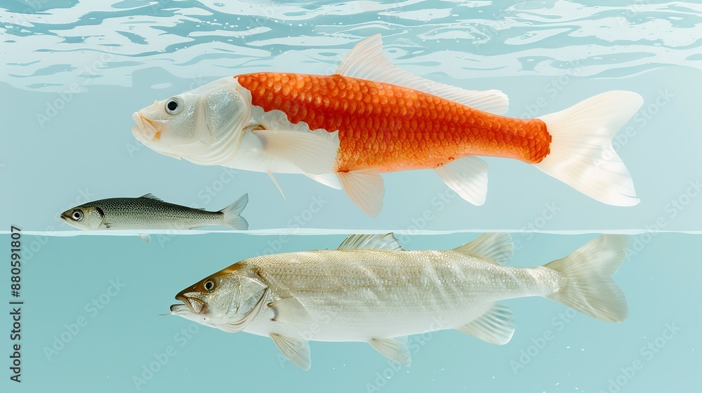 Visual narratives on the effects of ocean acidification on marine food webs, emphasizing impacts on fisheries and global food security. Illustration, Image, , Minimalism, Visual narratives on the effects of ocean acidification on marine food webs, emphasizing impacts on fisheries and global food security. Illustration, Image, , Minimalism,