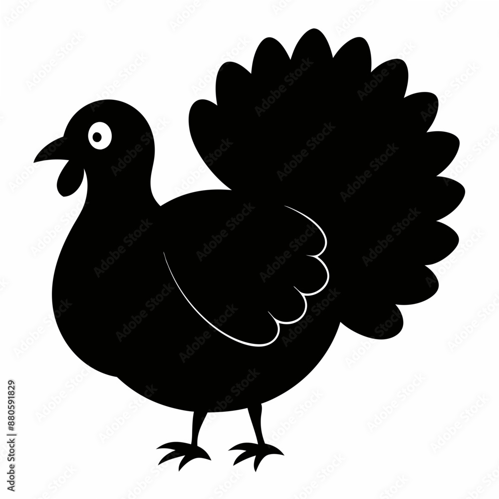 Fototapeta premium Turkey bird vector illustration, türkiye vector art, Thanksgiving türkiye bird silhouette, chicken with a chicken
