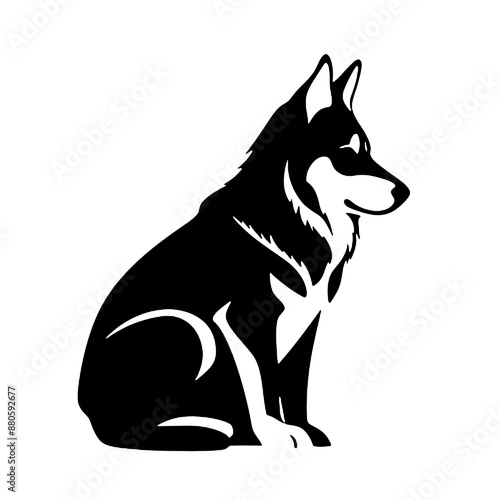 Vector Siberian husky. black silhouette artwork.