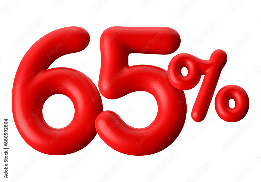 65 Percent Off Sale Red Number 3D