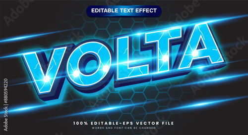 Volta 3D editable text effect template with thunder pattern