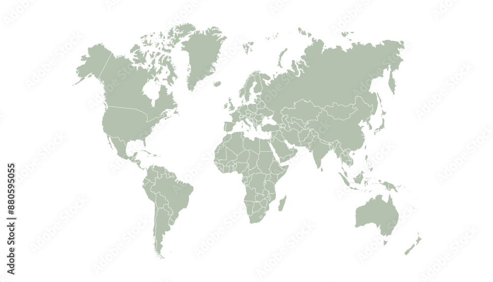 Fototapeta premium World map. Grey modern vector map. Silhouette map.