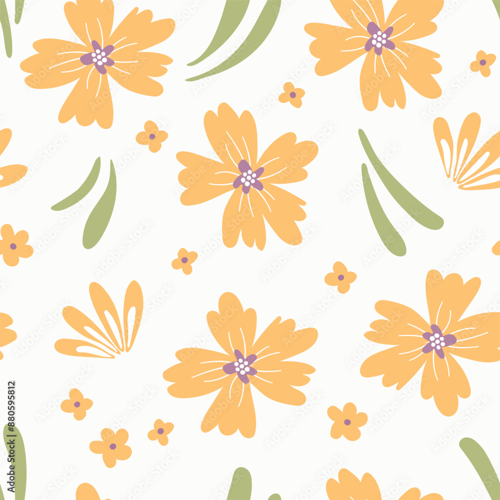 Seamless pattern with cute flowers. Design for fabric, textile, wallpaper, packaging. Seamless pattern with cute flowers. Design for fabric, textile, wallpaper, packaging.