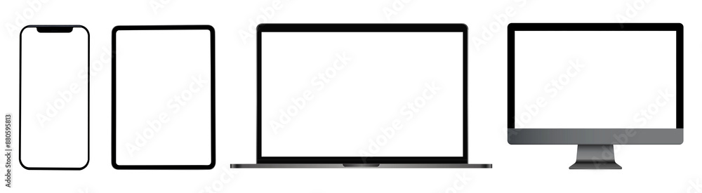 Digital devices mockup png on transparent background Digital devices mockup png on transparent background