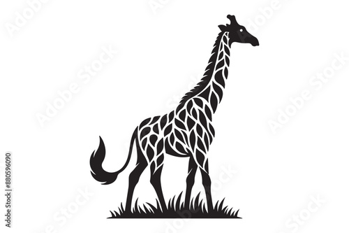  Giraffe  Animal Silhouettes vector illustration - Generative AI