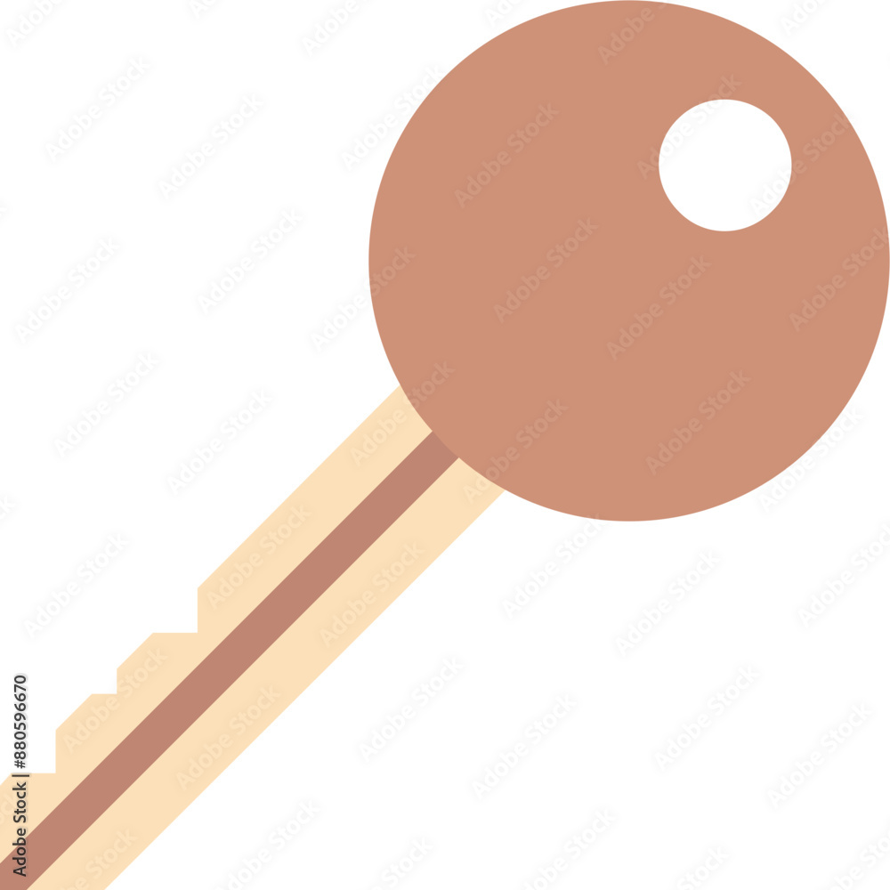 Key vector icon in flat style with isolated background Key vector icon in flat style with isolated background