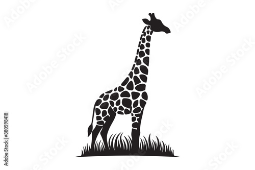  Giraffe set Animal Silhouettes vector illustration - Generative AI