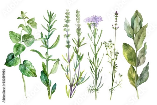 Wallpaper Mural A selection of various herbs against a clean white backdrop Torontodigital.ca
