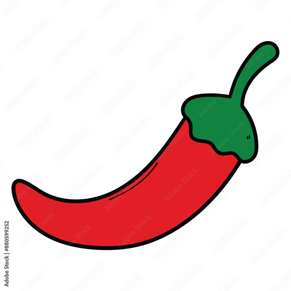 Hand drawn cartoon chili pepper on white background. Hand drawn cartoon chili pepper on white background.