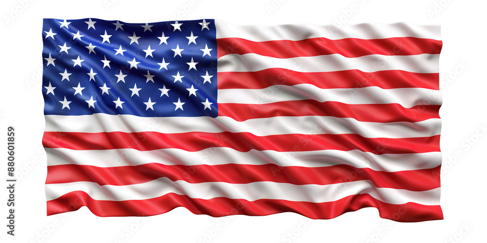 Waving Flag of the United States of America Isolated on PNG Cutout Background Waving Flag of the United States of America Isolated on PNG Cutout Background