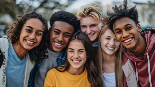group of friends smiling together 