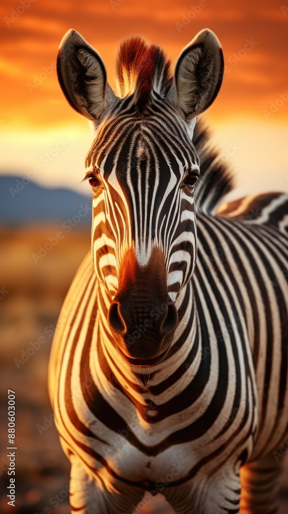 Naklejka premium a zebra is standing in a field of tall grass.