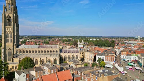 Boston, Lincolnshire: A UK market town with rich history, where the Pilgrim Fathers originated. Notable for St. Botolph's Church, 'The Stump,' historic structures, and riverside scenery. photo