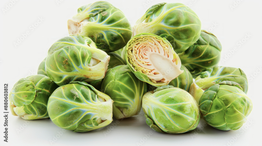 Fresh Brussels sprouts on white background Fresh Brussels sprouts on white background