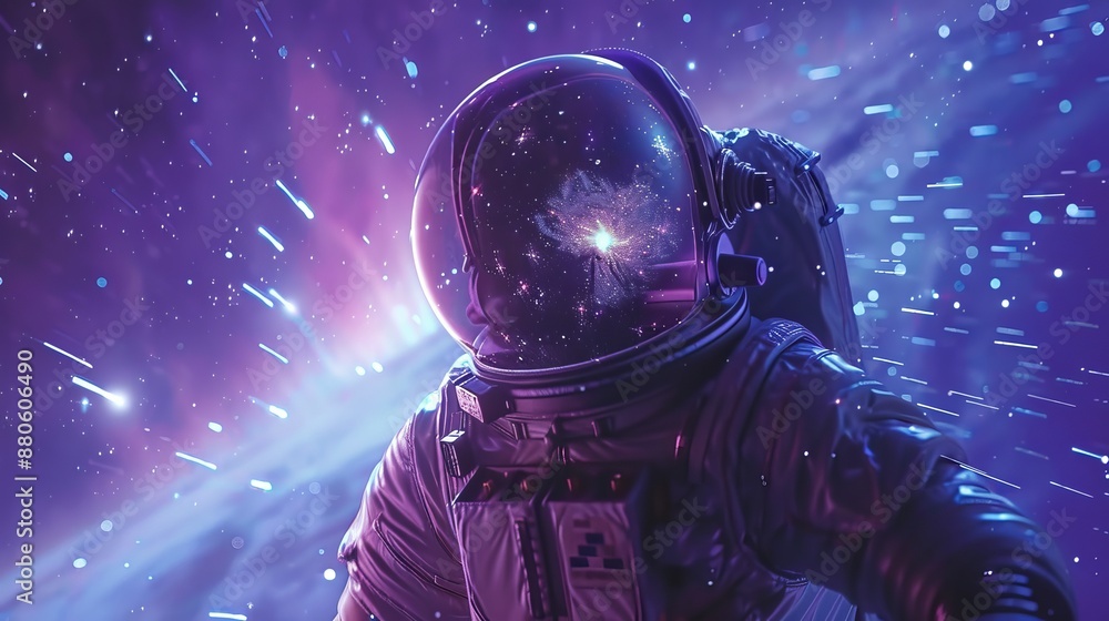 An astronaut floats in a spaceship, surrounded by stars. The light from the stars travels through space and enters his eyes. The astronaut's brain interprets the light and forms an image of the stars. An astronaut floats in a spaceship, surrounded by stars. The light from the stars travels through space and enters his eyes. The astronaut's brain interprets the light and forms an image of the stars.