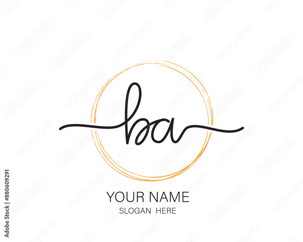 BA initial letter handwriting logo design ,signature logo template,beauty initial with circle design BA initial letter handwriting logo design ,signature logo template,beauty initial with circle design