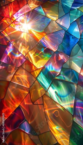 Lichtspiel der Kunst: Buntglasfenster lebendigen Farben photo