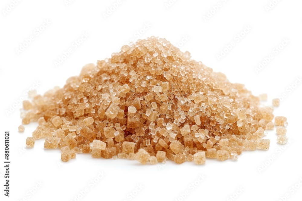 Sugar On White. Brown Crystal Cane Sugar Isolated on White Background Sugar On White. Brown Crystal Cane Sugar Isolated on White Background