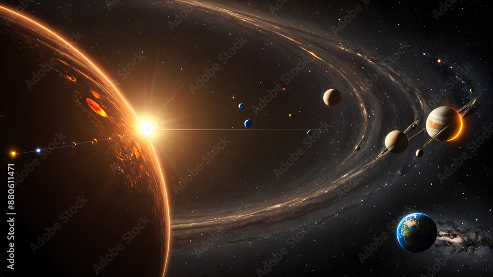 Obraz premium A beautifully designed solar system swirling.