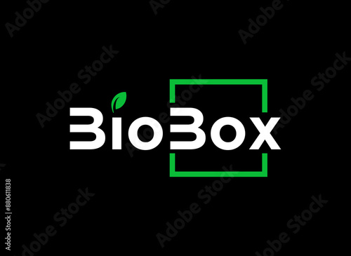 Box logo design nature leaf bio concept