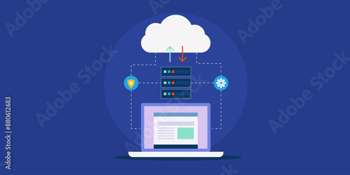 Cloud architecture computing technology Saas service, vector illustration.
