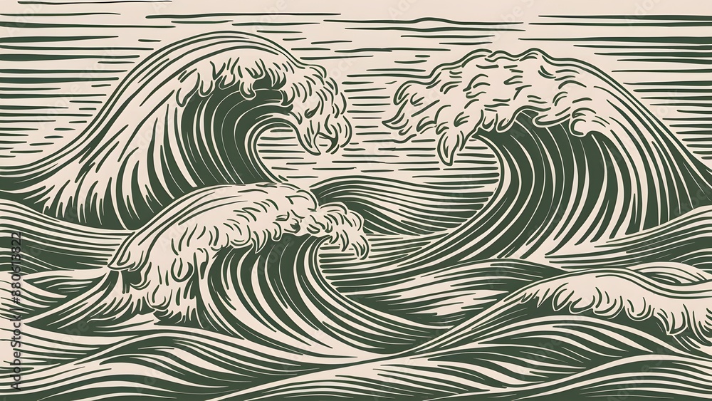 Sea waves sketch pattern. Ocean surf wave hand-drawn horizontal seamless pattern vector illustration Sea waves sketch pattern. Ocean surf wave hand-drawn horizontal seamless pattern vector illustration
