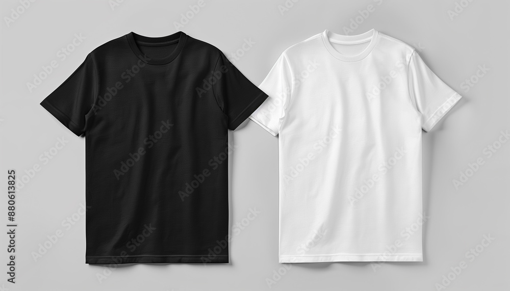 Black and white t-shirts mockup, isolated on grey background Black and white t-shirts mockup, isolated on grey background