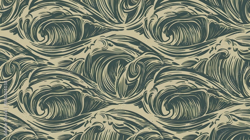 Sea waves sketch pattern. Ocean surf wave hand-drawn horizontal seamless pattern vector illustration Sea waves sketch pattern. Ocean surf wave hand-drawn horizontal seamless pattern vector illustration
