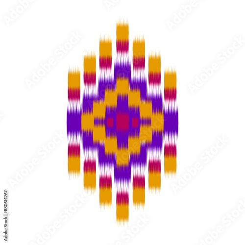 Ikat ethnic pattern art. American, Mexican style. Background Aztec tribal ornament. Design for fabric, clothing, textile, logo, symbol.