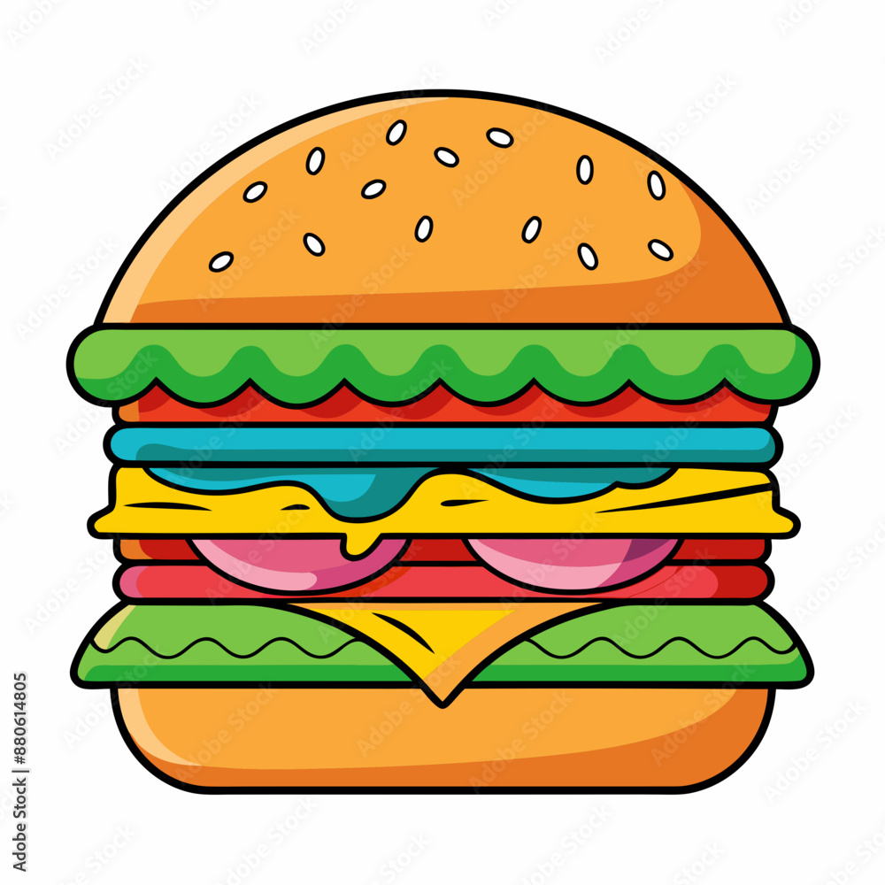 Burger vector illustration, Burger vector art, Burger silhouette, burger cartoon character Burger vector illustration, Burger vector art, Burger silhouette, burger cartoon character
